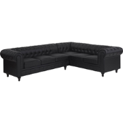 Beliani CHESTERFIELD - Hoekbank-Zwart-Kunstleer