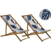 Beliani ANZIO - Tuinligstoel-Blauw-Polyester, Acaciahout
