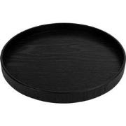 QUVIO Houten dienblad rond - Zwart - 27 cm