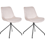 Beliani NAVASOTA - Eetkamerstoel-Beige-Fluweel