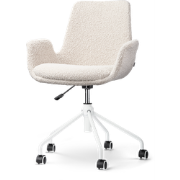 Nout-Eef bureaustoel bouclé beige - wit onderstel