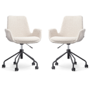 Nout-Eef bureaustoel bouclé beige - zwart onderstel - set van 2