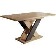Meubella Eetkamertafel Xandra - Eiken - Zwart - 160 cm - Uitschuifbaar
