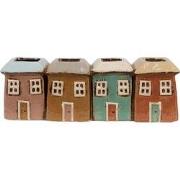 Clayre & Eef Bloempot Set van 4 Huis 31x9x11 cm Meerkleurig Keramiek