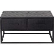 Salontafel Zwart Mangohout - Visgraat - 80x80x40- Isa - Giga Meubel