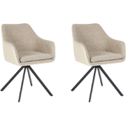 Beliani LITHIA - Eetkamerstoel-Beige-Polyester