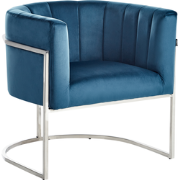 Beliani LARVIK - Fauteuil-Blauw-Fluweel