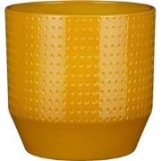 Mica Decorations Nola Bloempot - 21x21x21 cm - Keramiek - Geel
