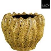 Mica Decorations Bloempot Thom - 27.5x27.5x22 cm - Keramiek - Geel