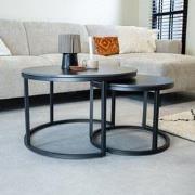 Salontafel set van 2 Trevor marmer zwart rond