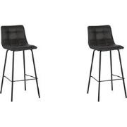 LABEL51 Barkruk Bistro - Antraciet - Micro Suede - set van 2