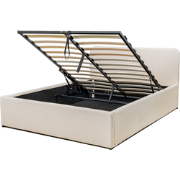 Opbergbed 160x200 cm met hoofdbord bekleed met beige  - LIVY