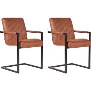 LABEL51 Eetkamerstoel Milo - Cognac - Microfiber - set van 2