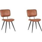 LABEL51 Eetkamerstoel Fos - Cognac - Leder - set van 2