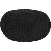 LABEL51 Poef Knitted - Zwart - Katoen - L