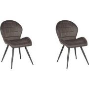 LABEL51 Eetkamerstoel Sil - Antraciet - Microfiber - set van 2