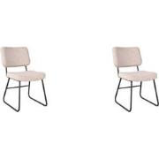 LABEL51 Eetkamerstoel Noah - Naturel - Boucle - set van 2