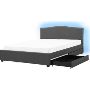 Beliani MONTPELLIER - Tweepersoonsbed met LED-verlichting-Grijs-Polyes...