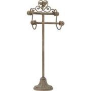 Clayre & Eef WC Rol houder  23x15x59 cm Beige Bruin Ijzer Toiletrolhou...