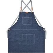 Clayre & Eef Keukenschort 82x70 cm Blauw Polyester