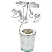 Clayre & Eef Waxinelichthouder Ø 8x17 cm Zilverkleurig Glas Metaal Hob...