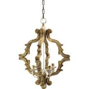 Clayre & Eef Hanglamp  41x41x75 cm  Goudkleurig Hout Ijzer Hanglamp Ee...