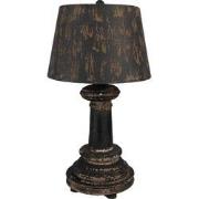 Clayre & Eef Tafellamp Ø 35x64 Bruin Zwart Hout Metaal Bureaulamp