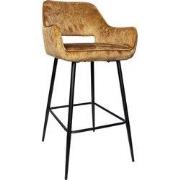 PTMD Fallon Velvet Rust Bar Stool Black Metal Leg KD - set van 2