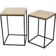 PTMD Volos Set Of 2 Side Tables Beige Marble