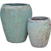 PTMD Nasser White Round Ceramic Pot Rough Finish SV2