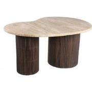 PTMD Caitlan Cream Marble Coffeetable Double Rib Base