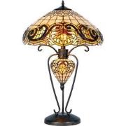 LumiLamp Tiffany Tafellamp  Ø 46x76 cm Geel Glas Driehoek Tiffany Bure...