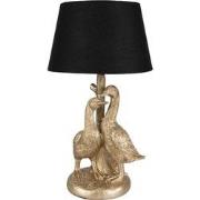 Clayre & Eef Tafellamp Eend Ø 20x37 cm Goudkleurig Zwart Polyresin Bur...