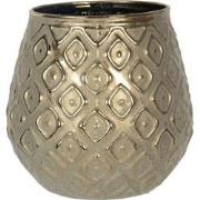 Clayre & Eef Theelichthouder  Ø 10x10 cm Goudkleurig Glas Waxinelichth...