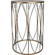 Clayre & Eef Bijzettafel  Ø 40x60 cm Goudkleurig Ijzer Hout Rond