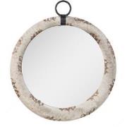 Clayre & Eef Spiegel  Ø 41 cm Grijs Bruin Metaal Glas Rond Grote Spieg...