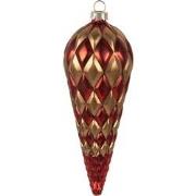 Clayre & Eef Kerstbal Ø 6x16 cm Rood Goudkleurig Glas Kerstboomversier...