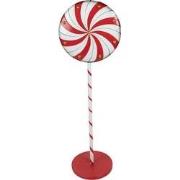 Clayre & Eef Kerstdecoratie Lolly 40x30x120 cm Rood Wit Metaal