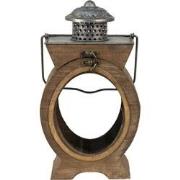 Clayre & Eef Lantaarn  16x12x28 cm Bruin Hout Glas Ovaal Kaarsenhouder
