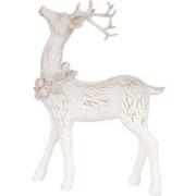 Clayre & Eef Decoratie Beeld Hert 19 cm Wit Kunststof