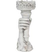 Clayre & Eef Kandelaar  12x10x27 cm Grijs Steen Hand Kaarsenstandaard