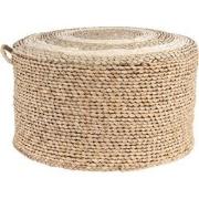 Clayre & Eef Poef  Ø 40x23 cm Bruin Stro Rond Hocker