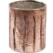 Clayre & Eef Theelichthouder  Ø 11x13 cm Roze Glas Rond Waxinelichthou...