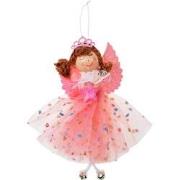 Clayre & Eef Kersthanger Engel 15 cm Roze Synthetisch Kerstboomversier...