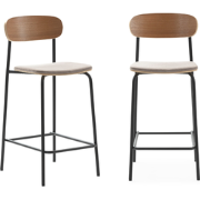 Set van 2 krukken in stof met zwarte metalen poten H66 cm - ADRIANA