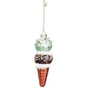 Xmas Hanger - Ice Cream - Glass -Blue/Brown - 5x14cm