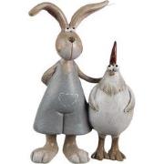 Clayre & Eef Decoratie Beeld Konijn 7x3x10 cm Bruin Wit Kunststof