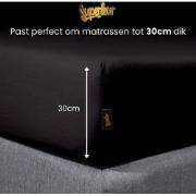 Superieur Hoeslaken - 140x200 cm - Zwart - 100% katoen
