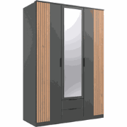 Kast 3 draaideuren met 1 spiegel en 2 laden L135 cm - LUEBECK