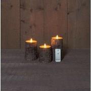 B.o. 3st kaars berk bewegende vlam 7.5x10/12.5/15cm afstandsbediening ...